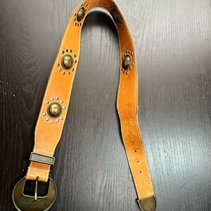 Studded Tan Leather Belt